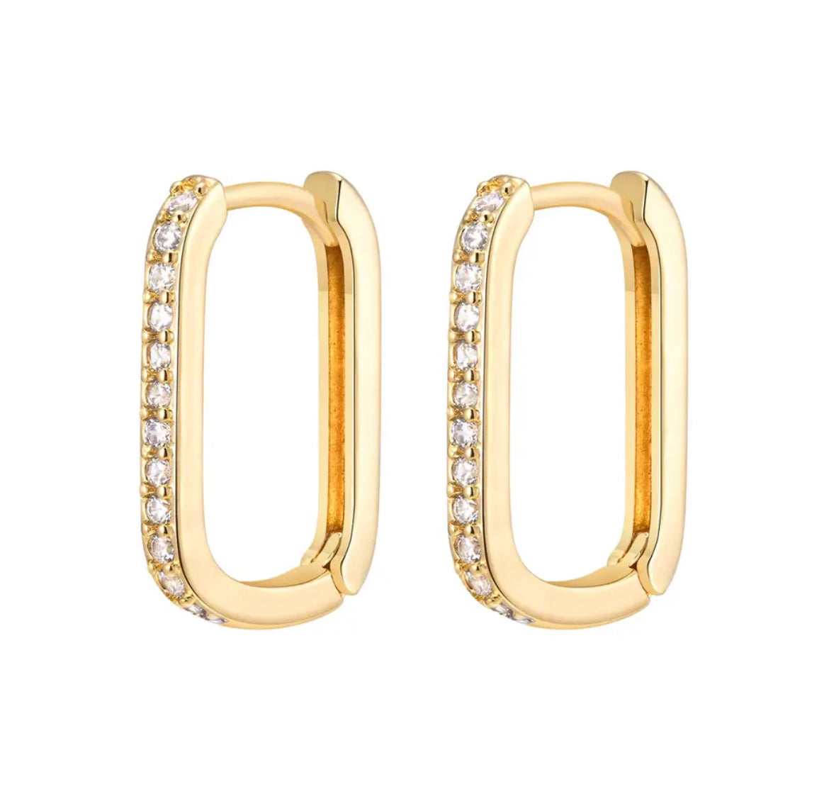 CLARA Zircon Rectangle Earrings Gold