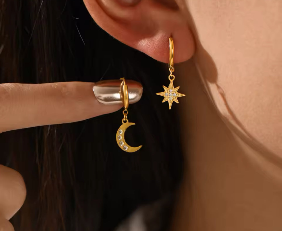 Boucles d'oreilles dépareillées STAR&MOON en argent