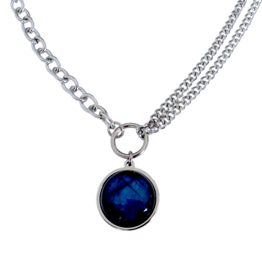 EQUINOX Blue Labradorite O Ring Chain Choker Necklace