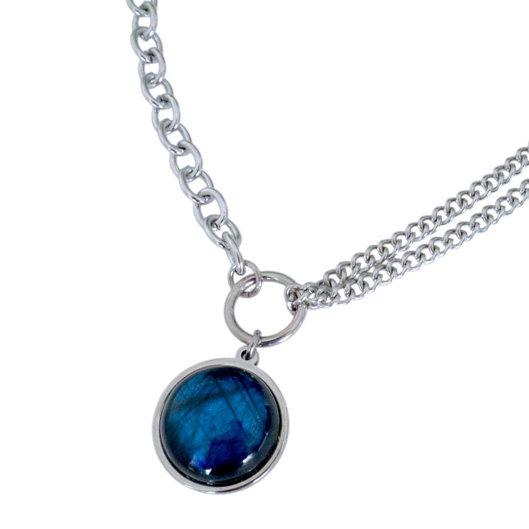 EQUINOX Blue Labradorite O Ring Chain Choker Necklace