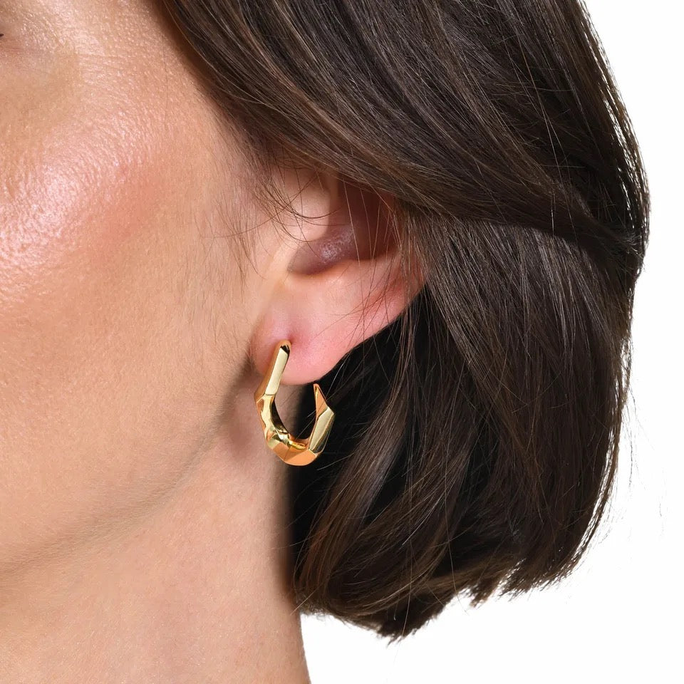 UNA Irregular Hoop Earrings - Gold