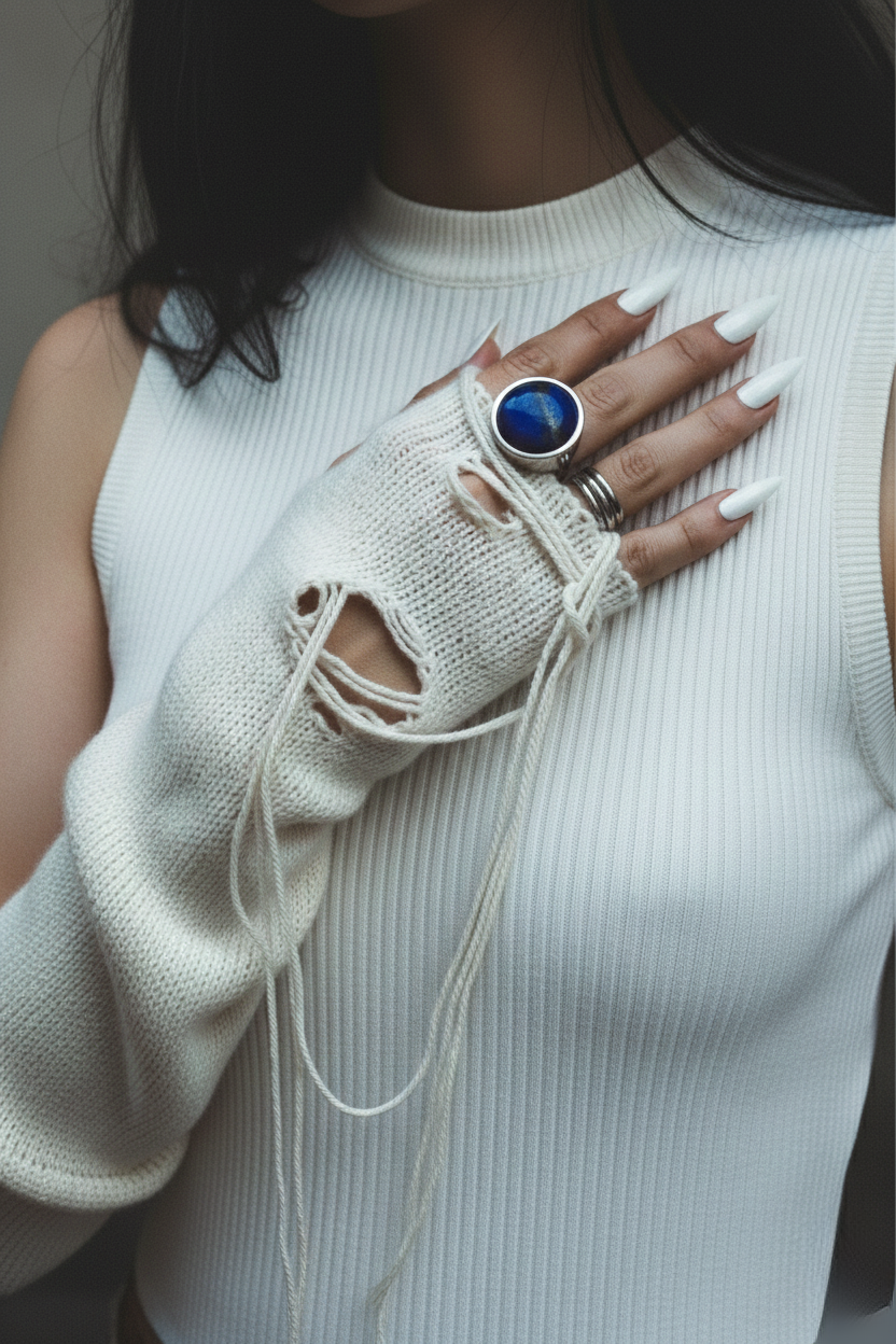 AYA Lapis Lazuli Statement Ring Silver