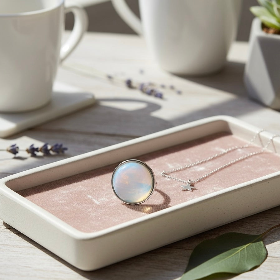 AYA Opalite Statement Ring Silver