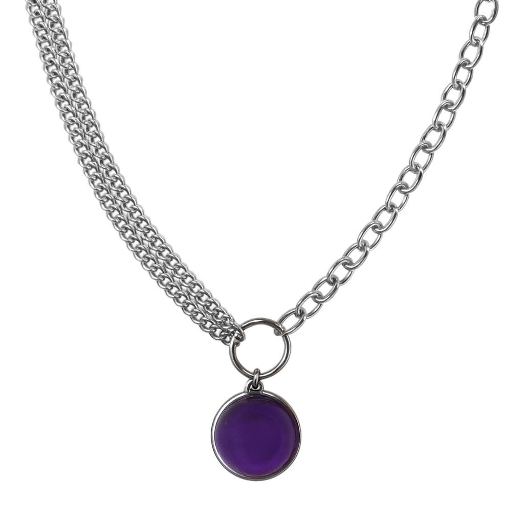 Collier ras du cou en chaîne avec anneau en O en améthyste EQUINOX