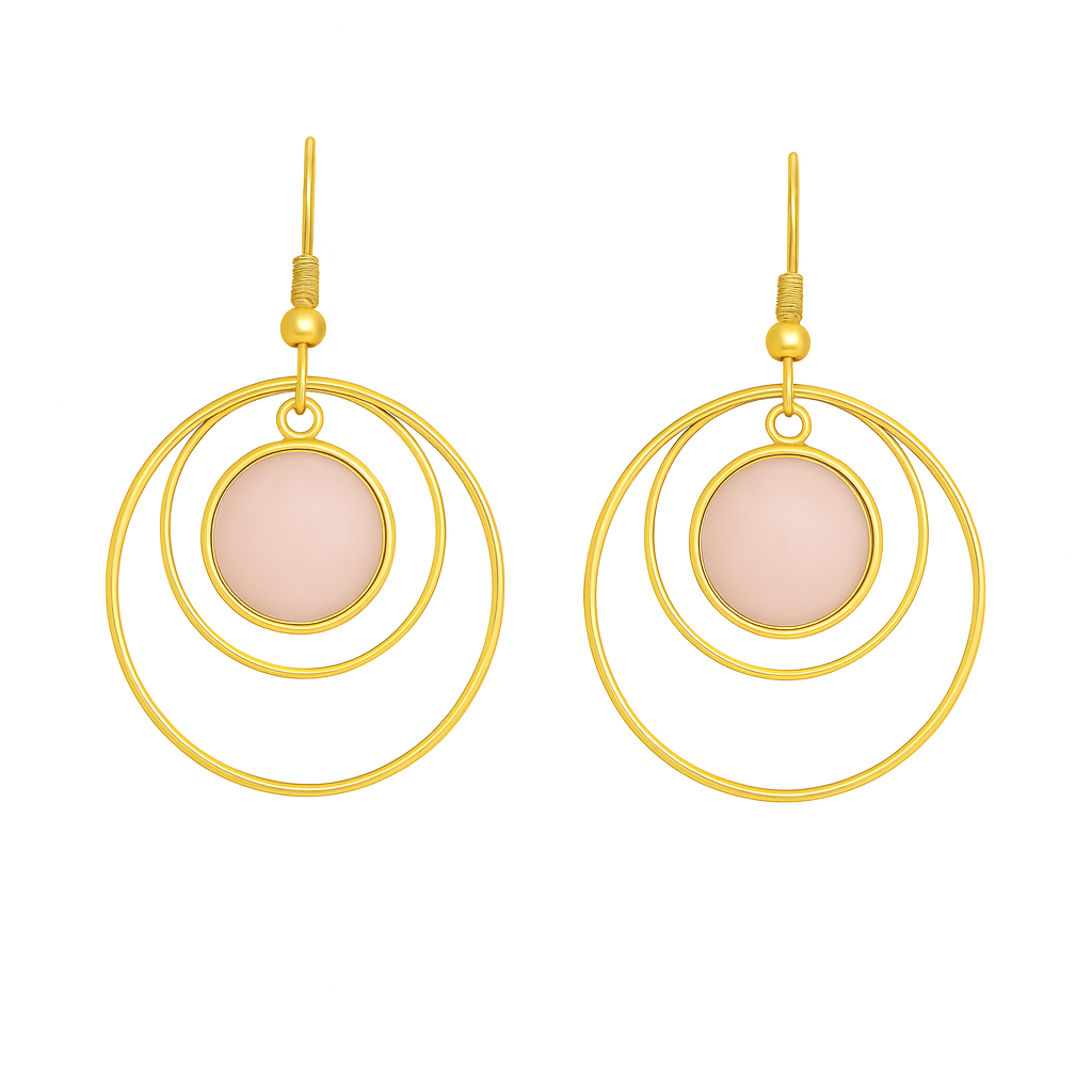 ANETHA Rose Quartz Hoop Earrings Gold