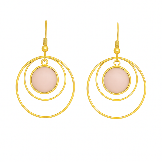 Boucles d'oreilles créoles ANETHA en quartz rose et or