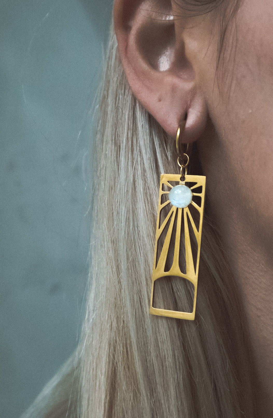 SUNRISE Moonstone Dangle Charm Earrings Silver