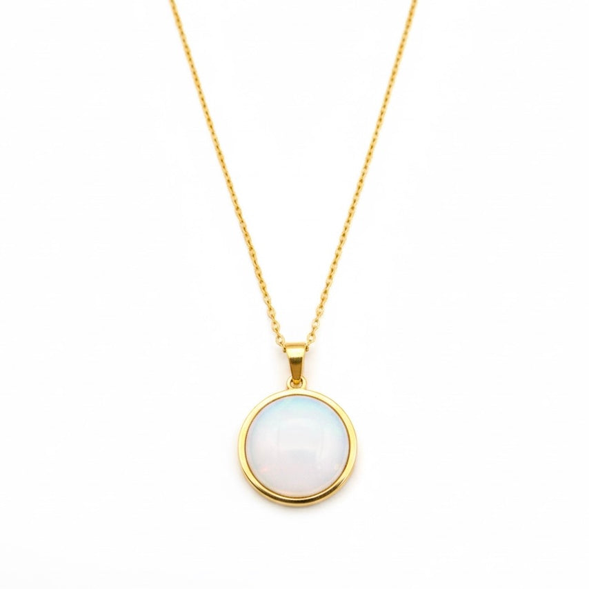 SAYA Opalite Statement Pendant Necklace Gold