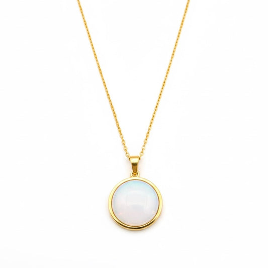 SAYA Opalite Statement Pendant Necklace Gold