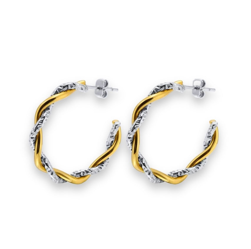 RIYA Twist Hoop Earrings - Gold and Silver