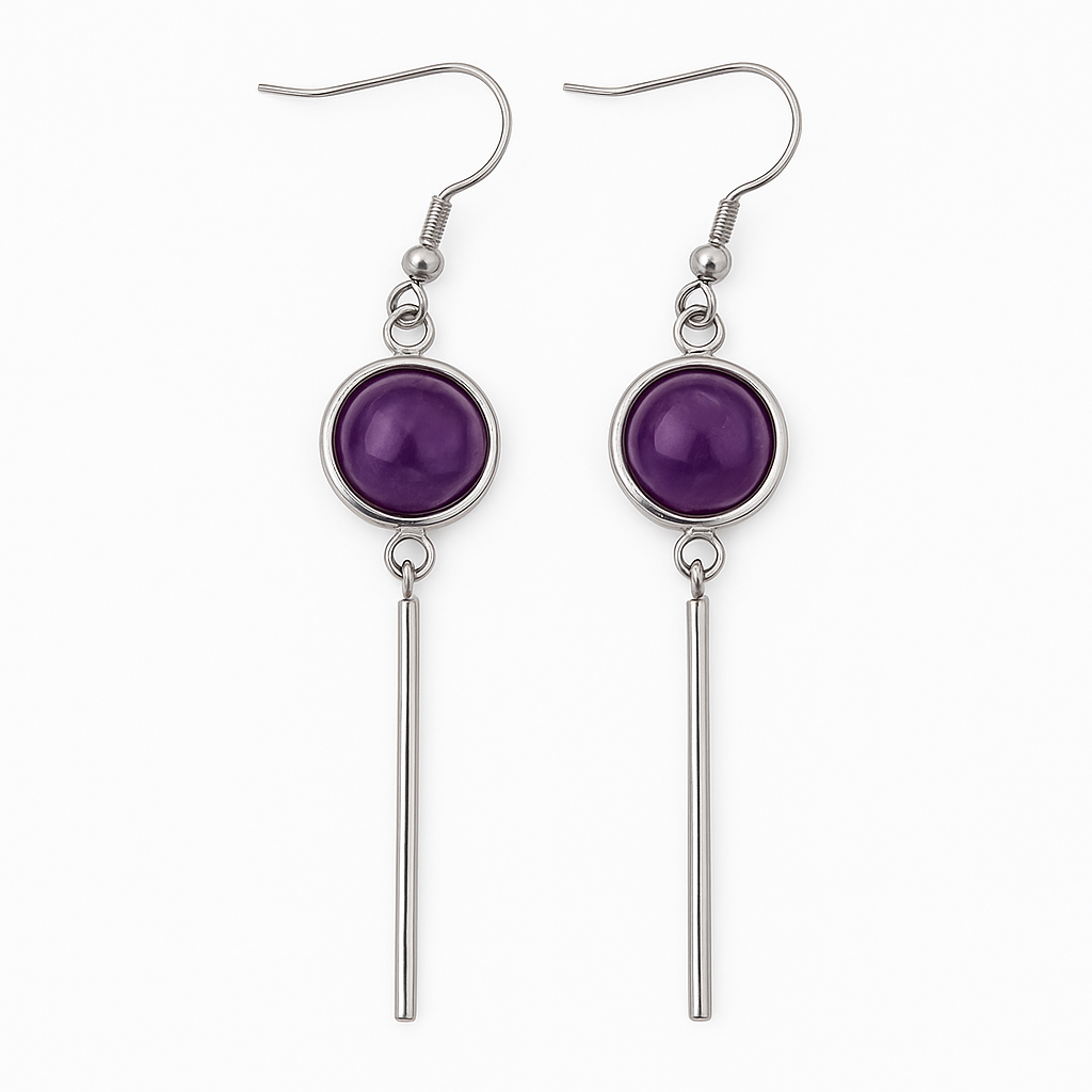 Boucles d'oreilles pendantes en améthyste KALA en argent