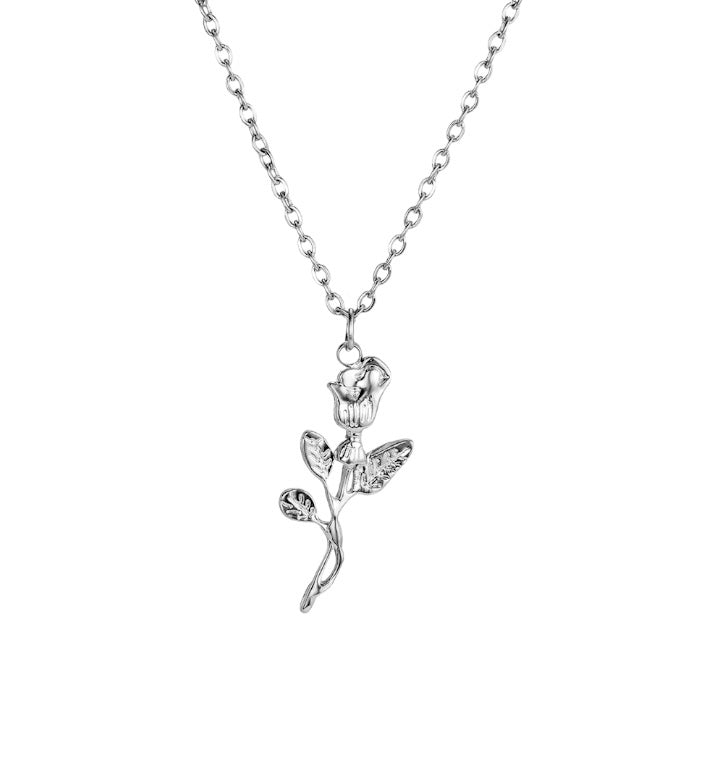 ROSE BLOOM Pendant Necklace Silver