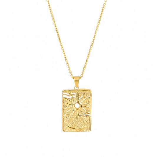 SUNSCAPE Sun Tarot Card Charm Pendant Necklace Gold
