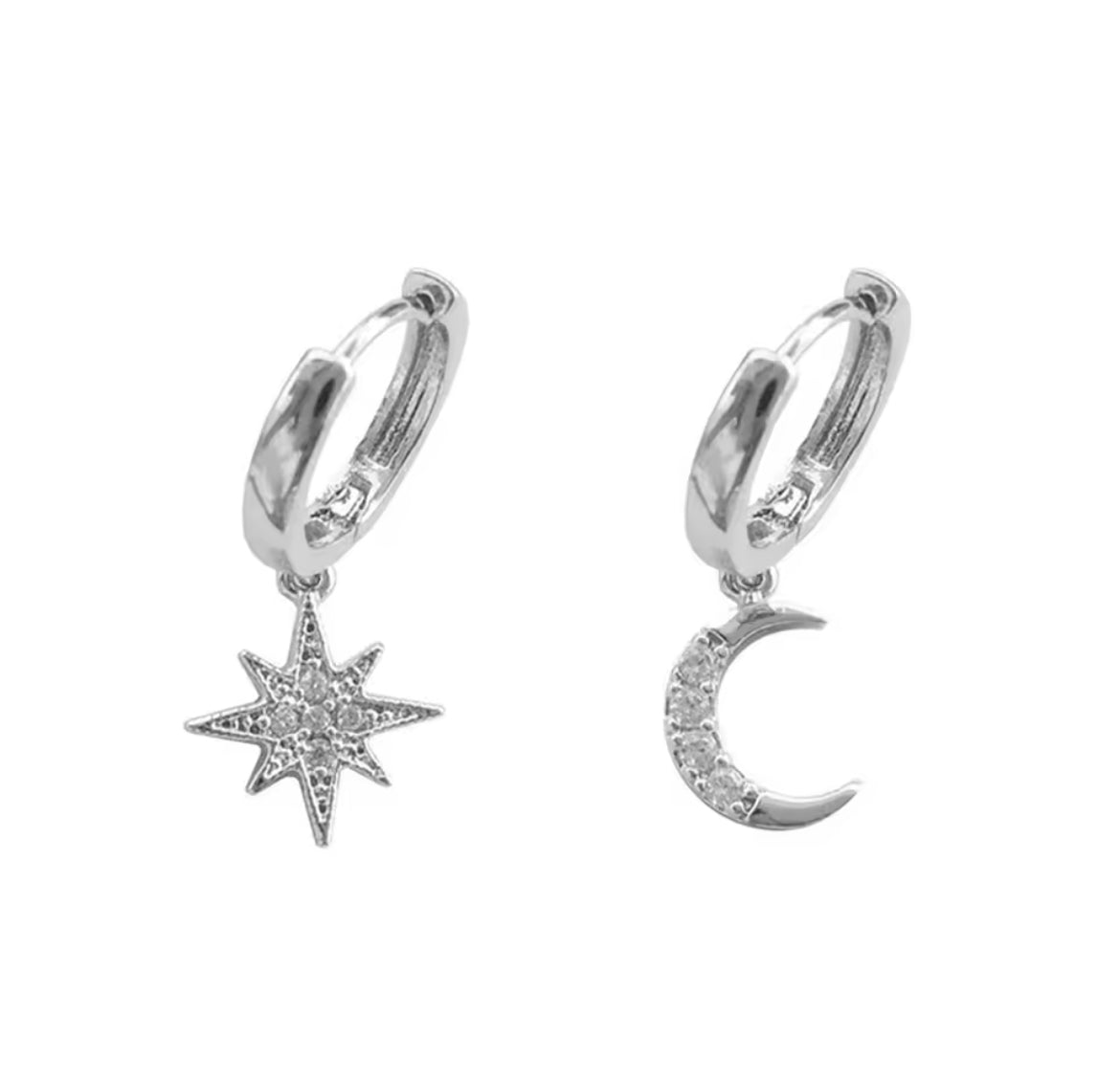 Boucles d'oreilles dépareillées STAR&MOON en argent