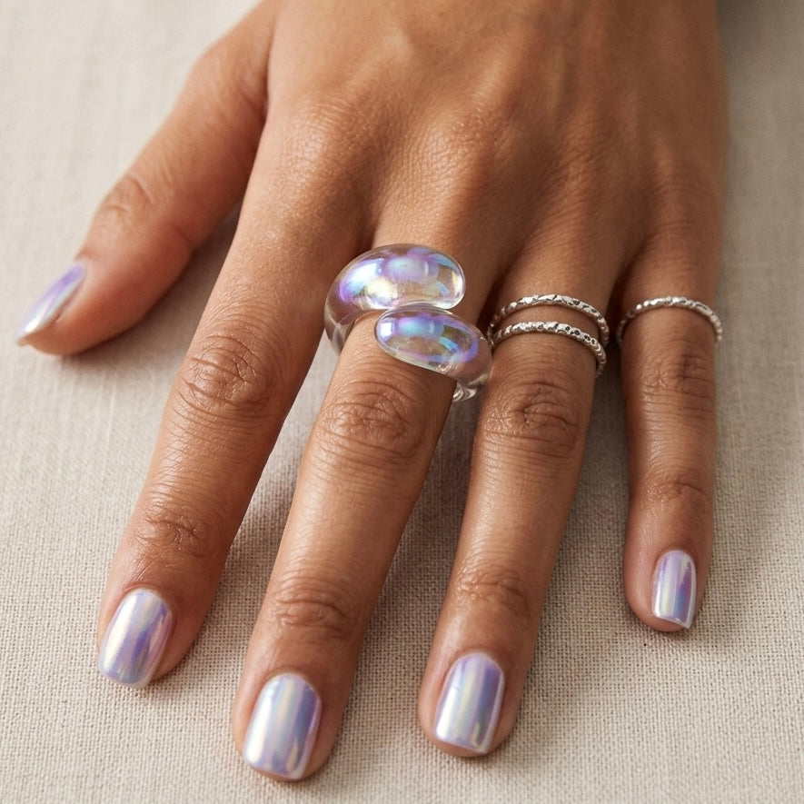HOLO Iridescent Resin Ring Blue