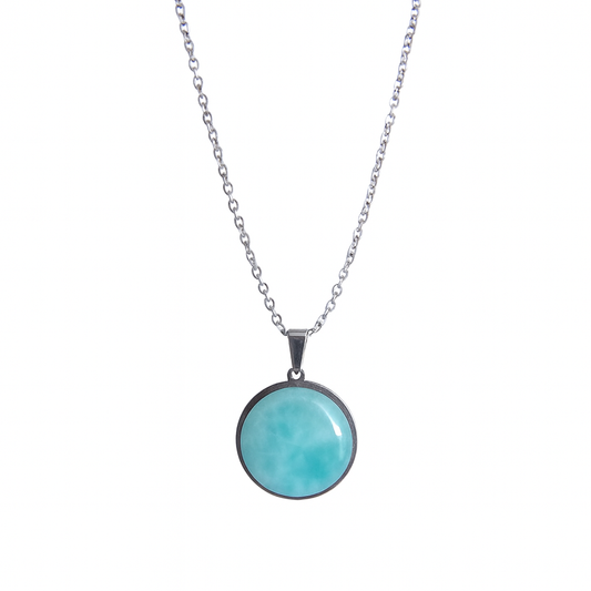 SAYA Larimar Pendant Statement Necklace Silver
