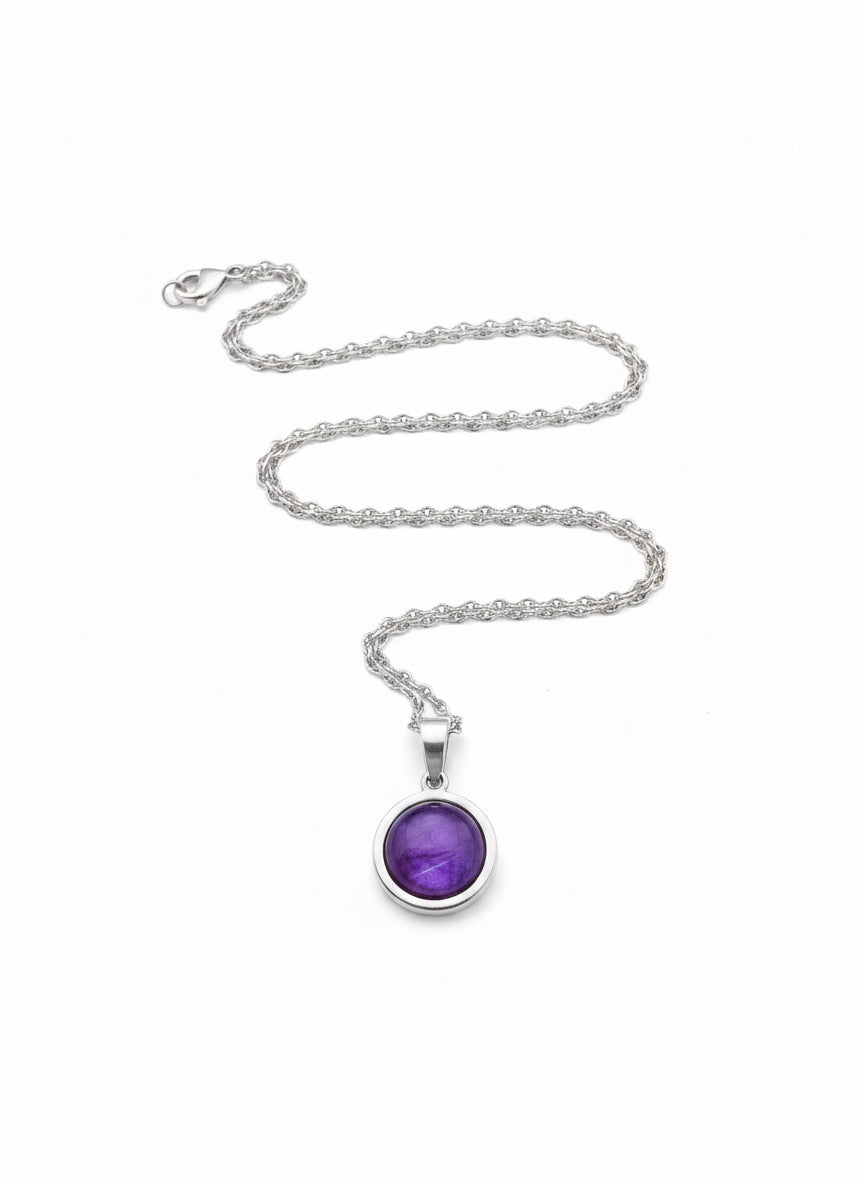 DAYA Purple Labradorite Pendant Necklace Silver
