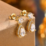 Load image into Gallery viewer, SERENA Zircon Stud Drop Earrings Gold
