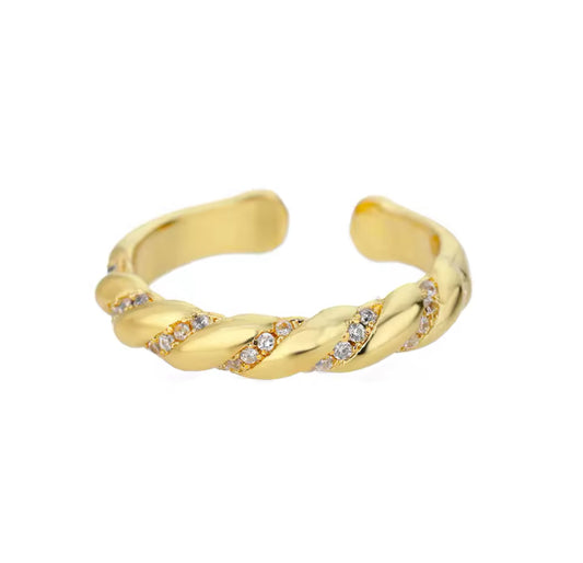 Bague torsadée en zircon GENNA en or