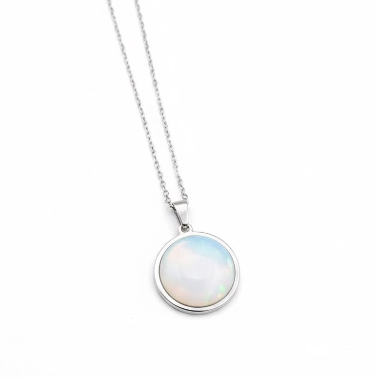 SAYA Opalite Statement Pendant Necklace Silver