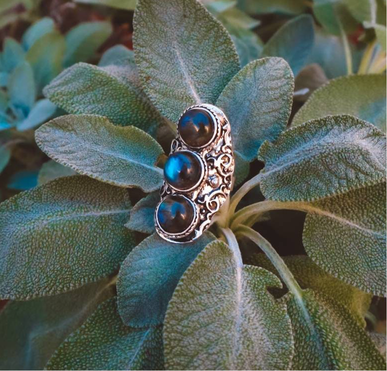 ETHNICA Purple Labradorite Statement Ring Silver