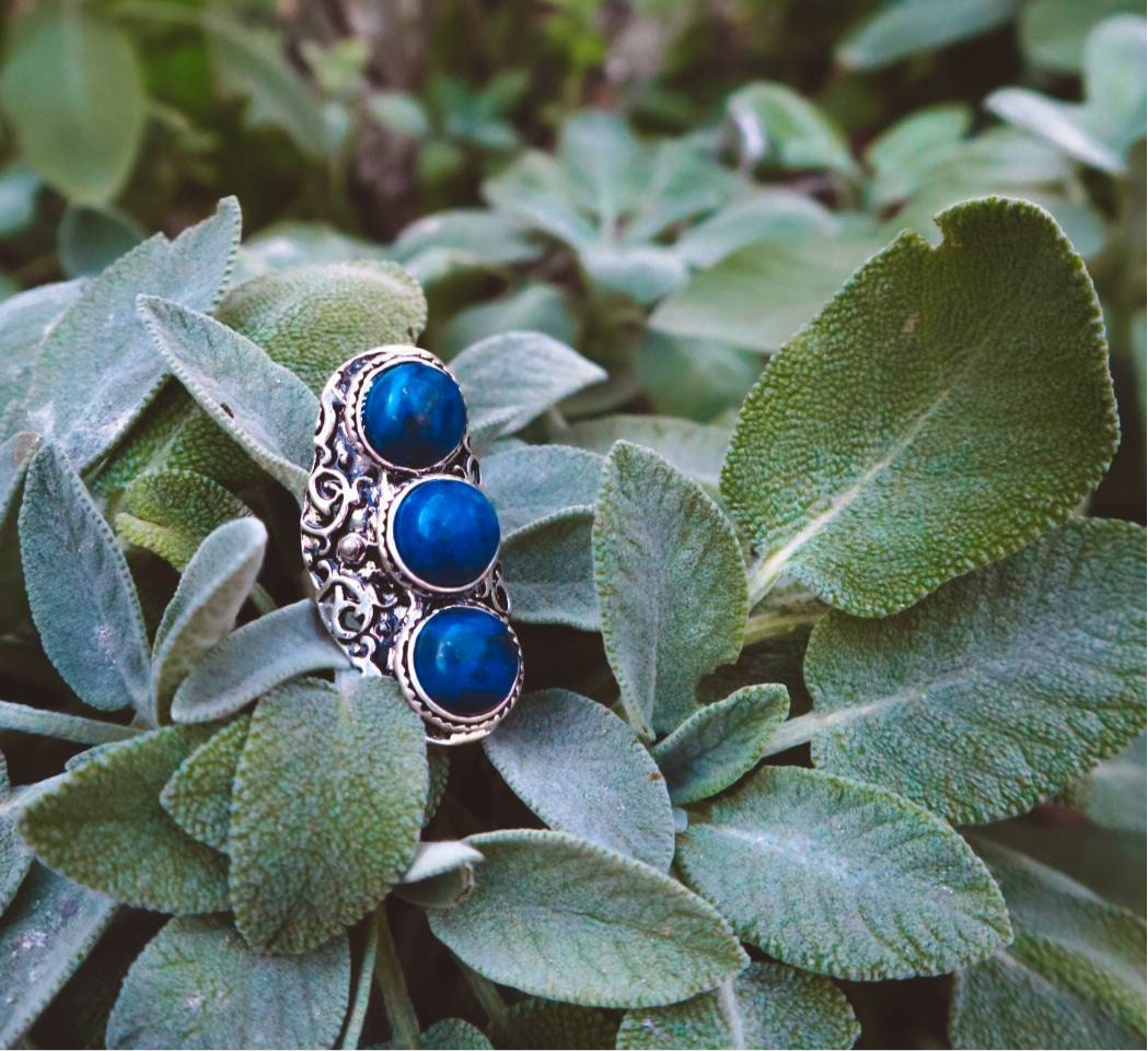 Bague tendance vintage ETHNICA Lapis Lazuli - Argent