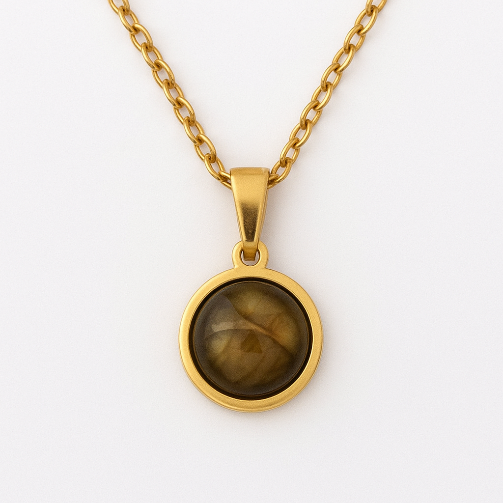 UBUD Green Labradorite Pendant Necklace Gold