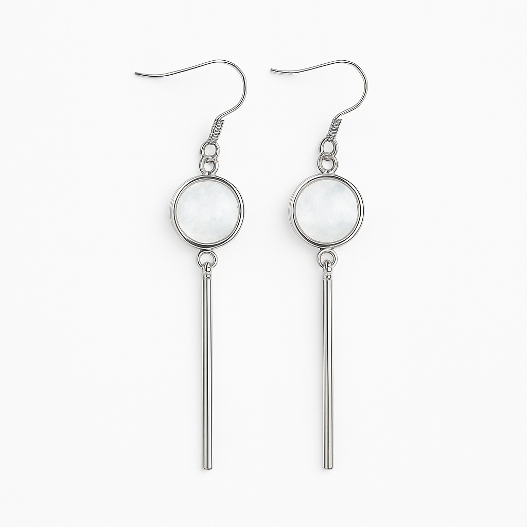 KALA Rainbow Moonstone Dangling Earrings Silver