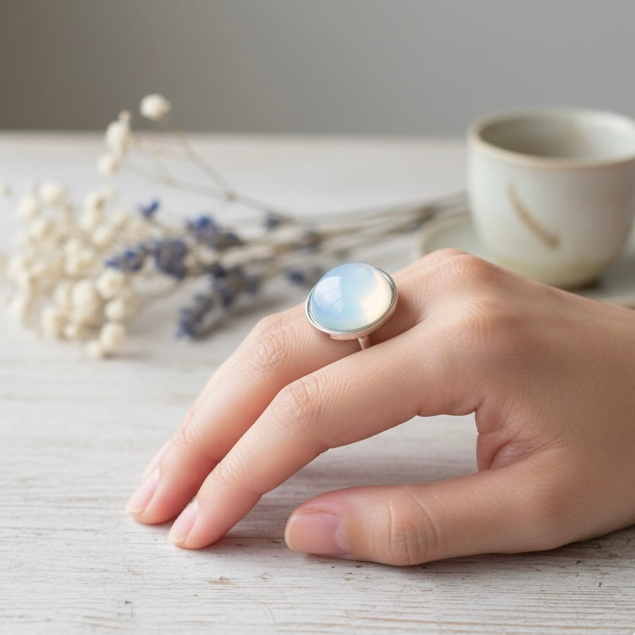 AYA Opalite Statement Ring Silver