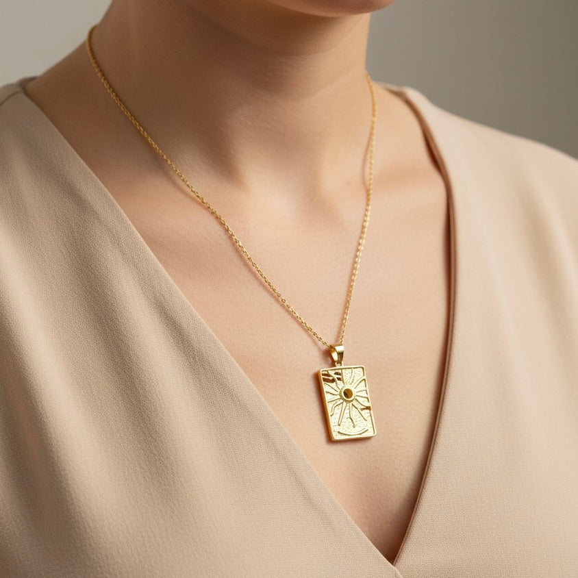 Collier Pendentif Charm Soleil Sunscape - Or