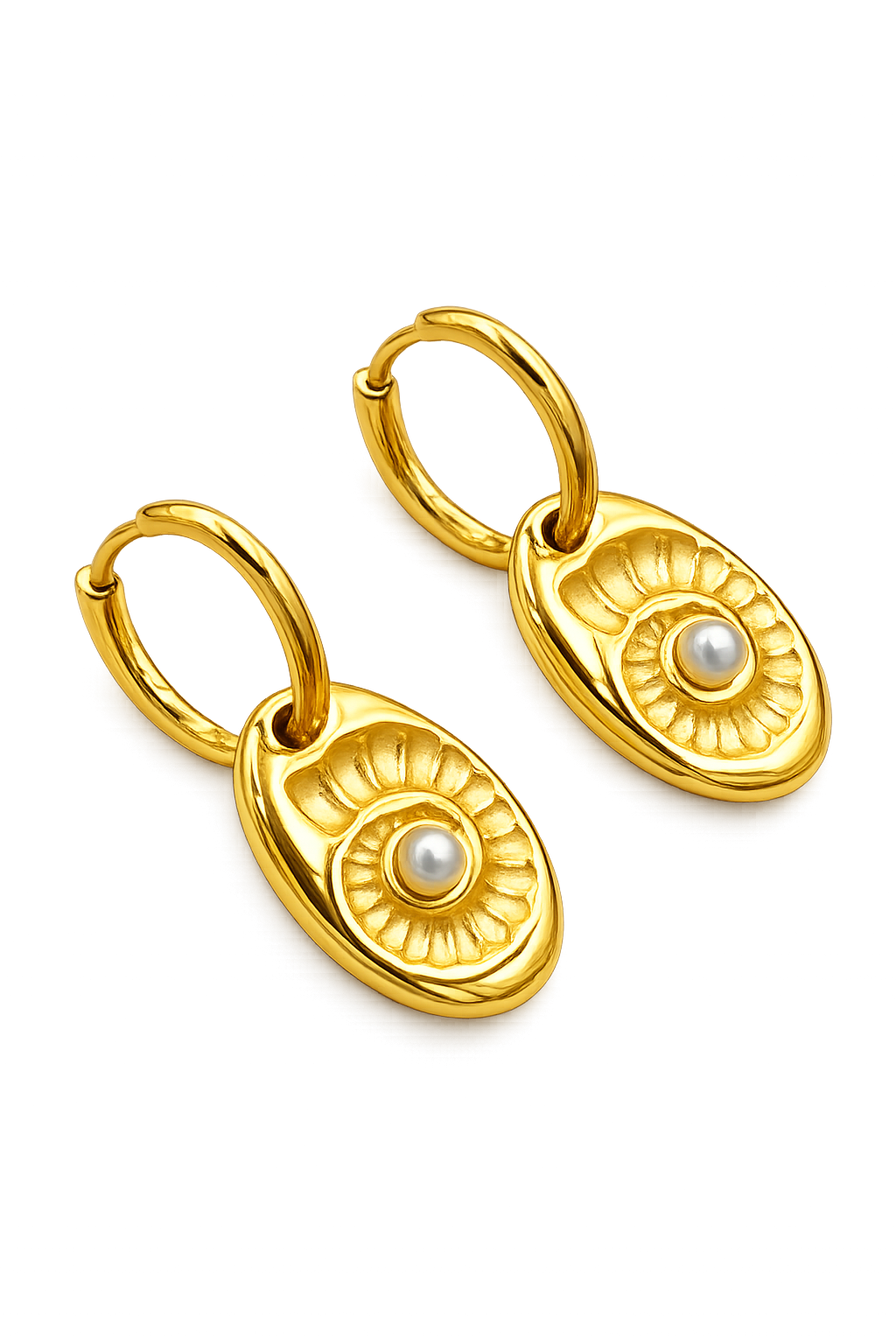 SOLENE Pearl Shell Earrings Gold