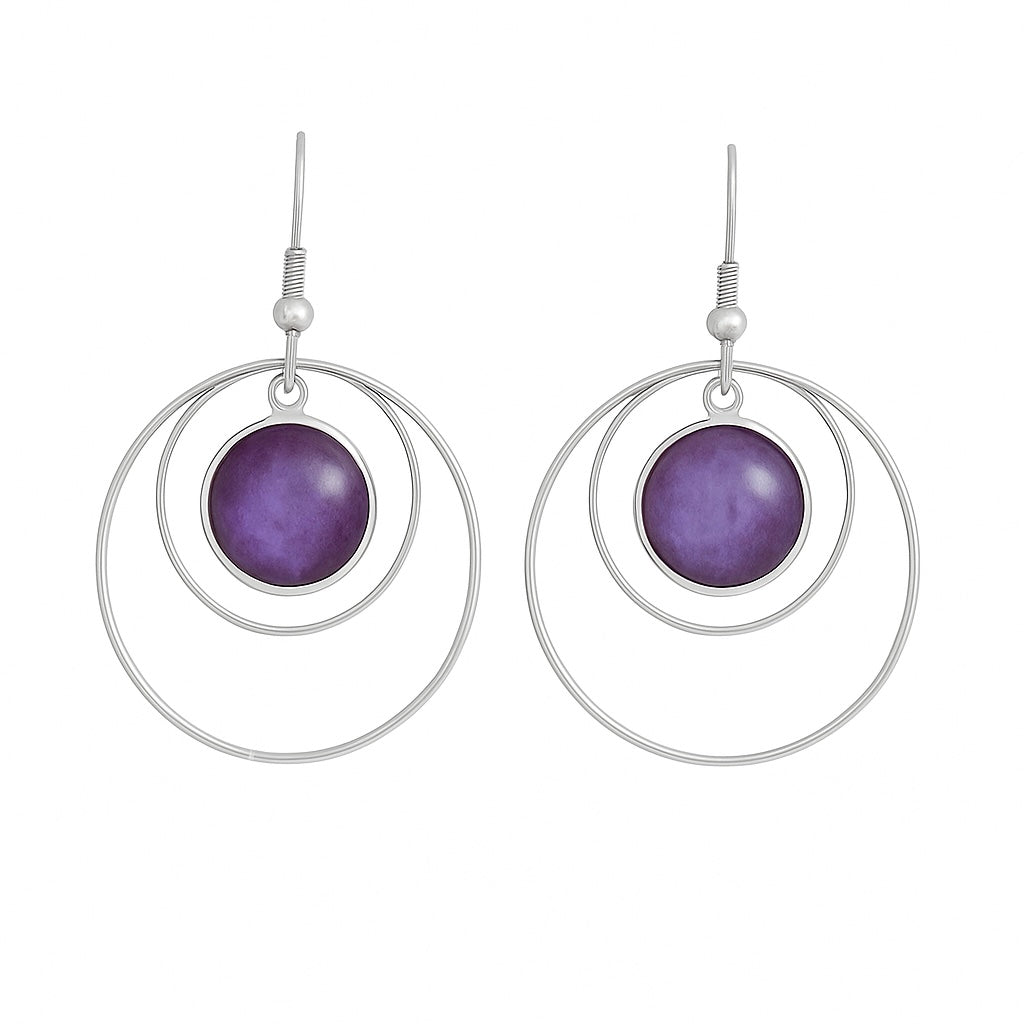 Boucles d'oreilles créoles ANETHA Améthyste Argent