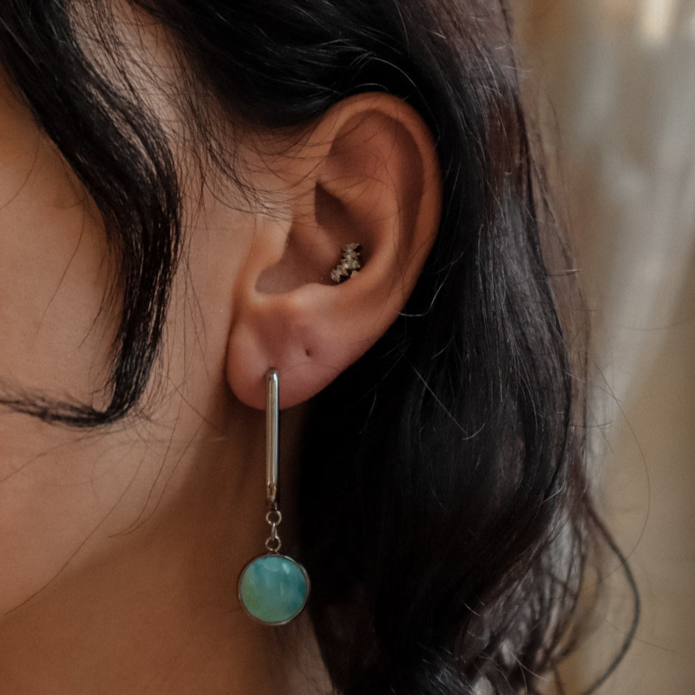 CARRE Larimar Rectangle Hoop Earrings Silver