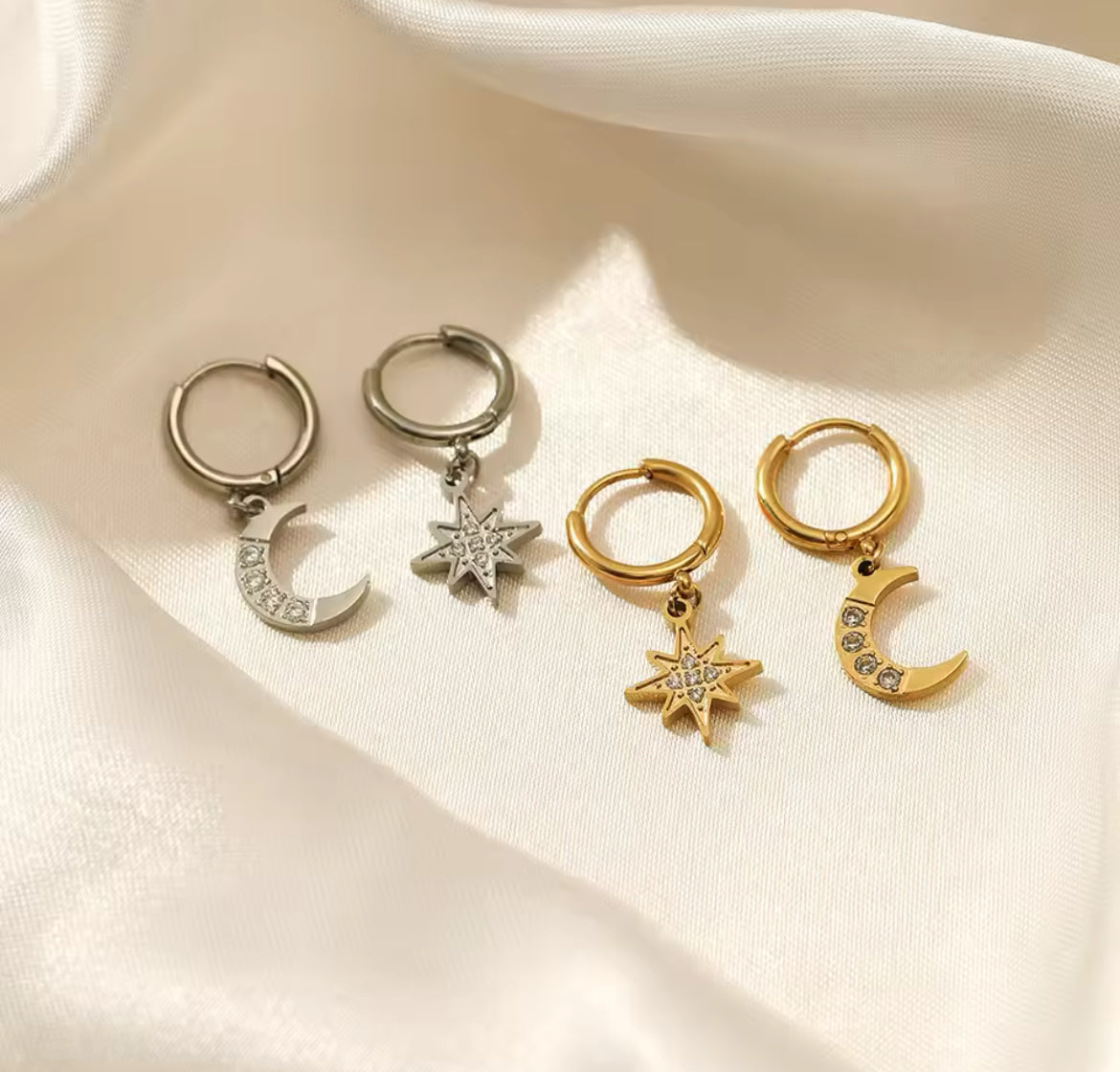 Boucles d'oreilles dépareillées STAR&MOON en argent