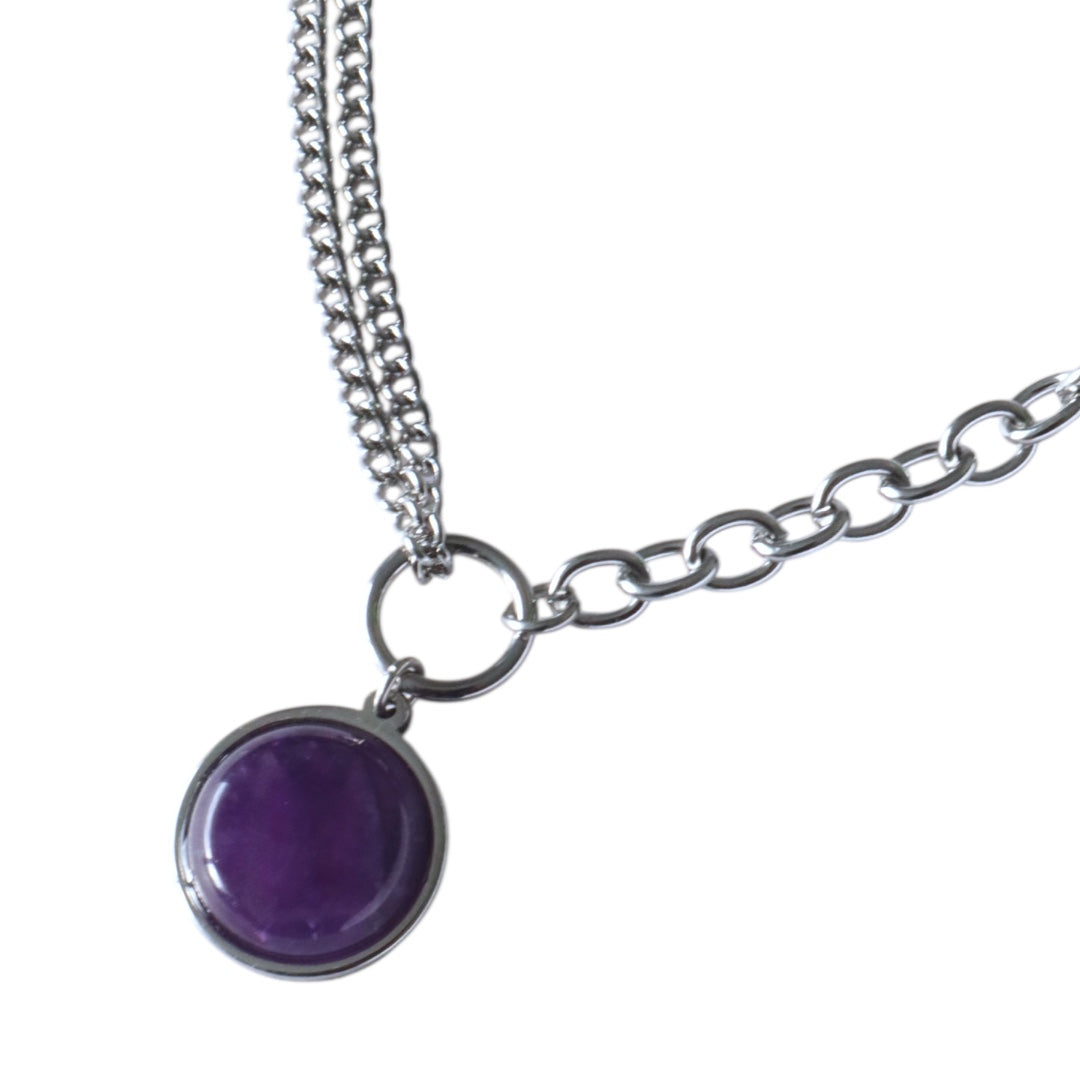 Collier ras du cou en chaîne avec anneau en O en améthyste EQUINOX