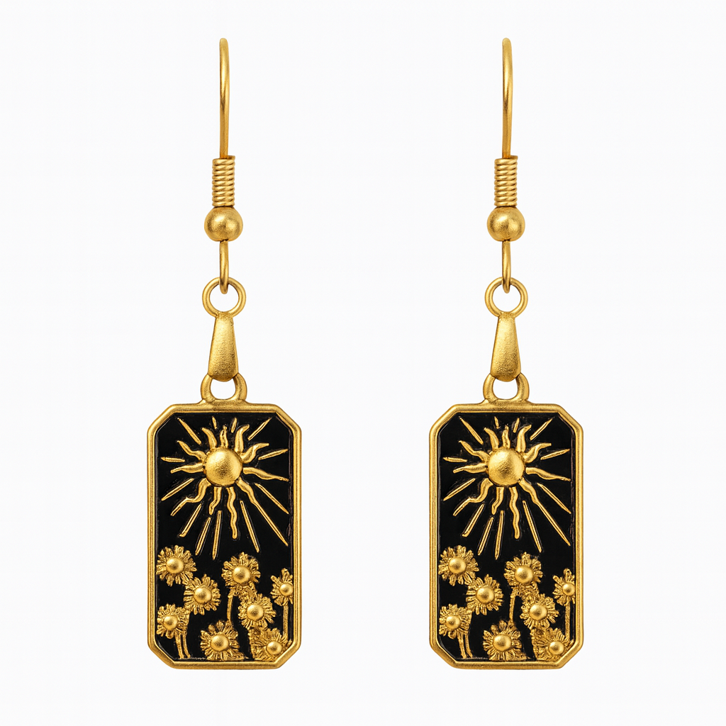 SOLBLOOM Sun Sunflowers Charm Earrings Gold