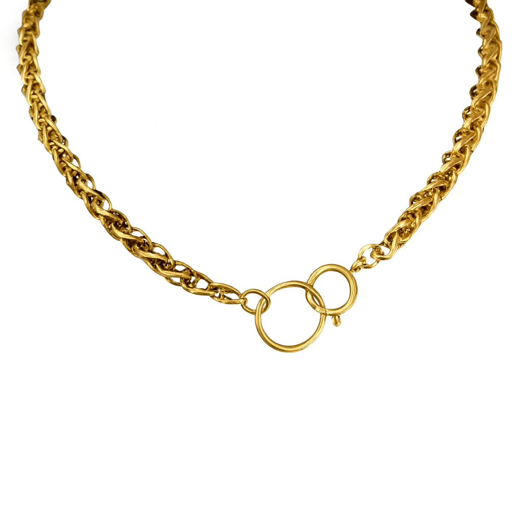 MIA Collier ras du cou avec chaîne de blé et anneau rond Doré