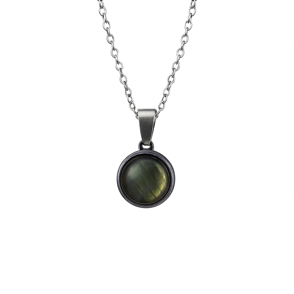 DAYA Green Labradorite Pendant Necklace Silver