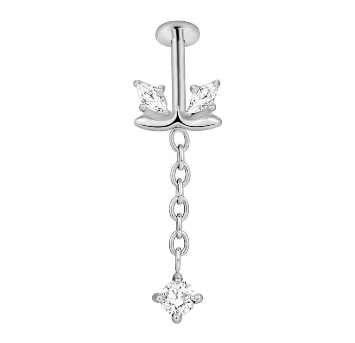 Bijoux de corps Drop Push Pin en argent
