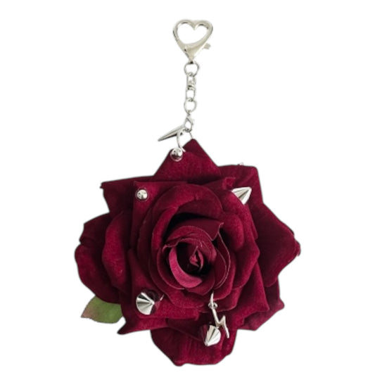SERAPHINE Pierced Rose Bag Charm Crimson Red