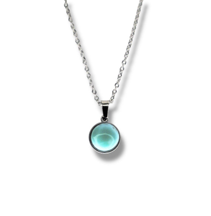 DAYA Collier Pendentif Larimar Bleu Argent