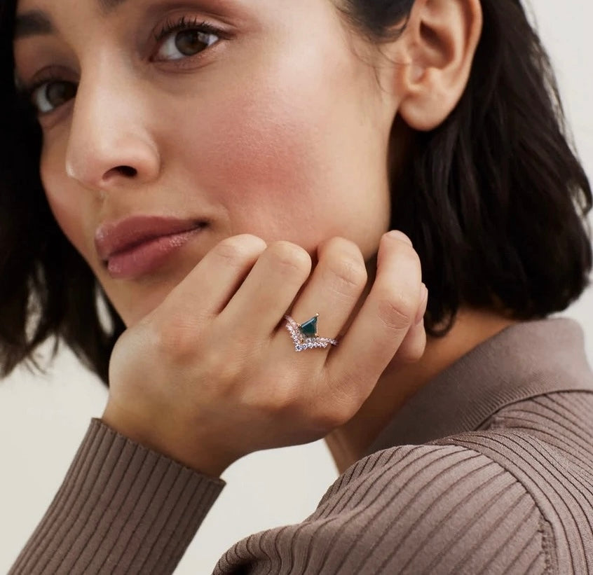 FOREST Moss Agate Ring Gold 925 Silver