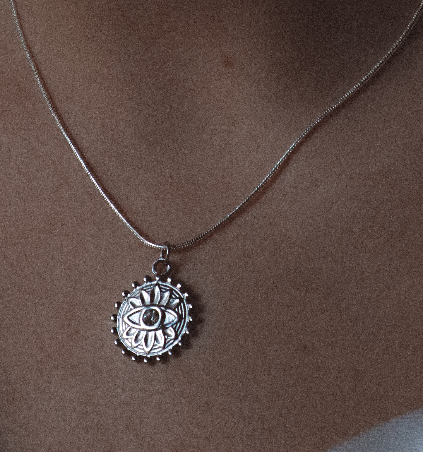 NAZAR Evil Eye Charm Necklace Silver