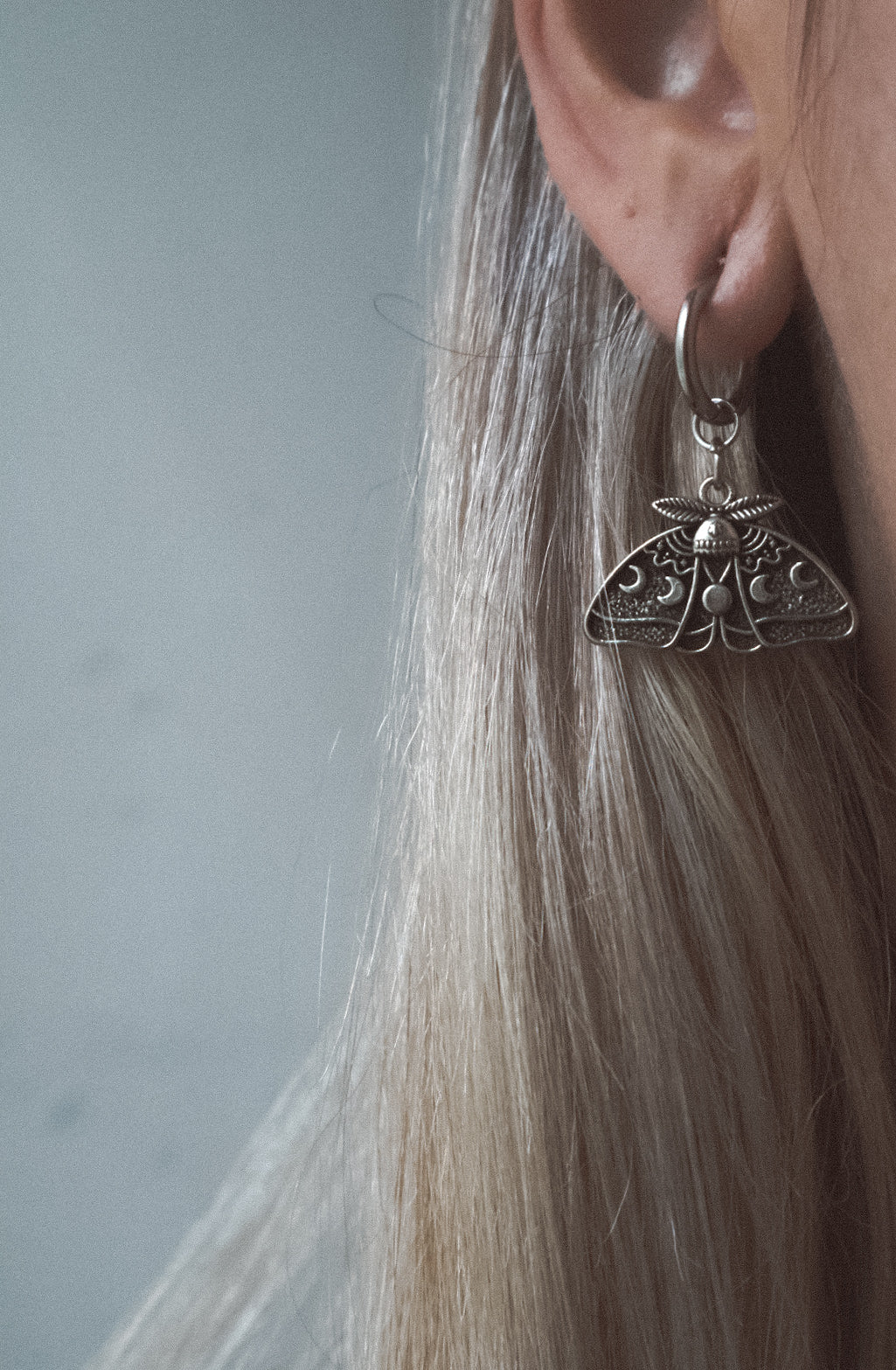MOON MOTH Dangle Charm Huggies Earrings