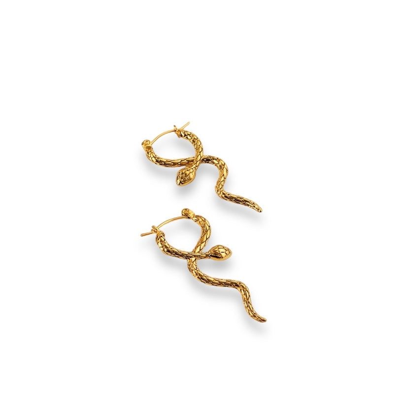 SERPENTIA Snake Huggies Earrings Gold