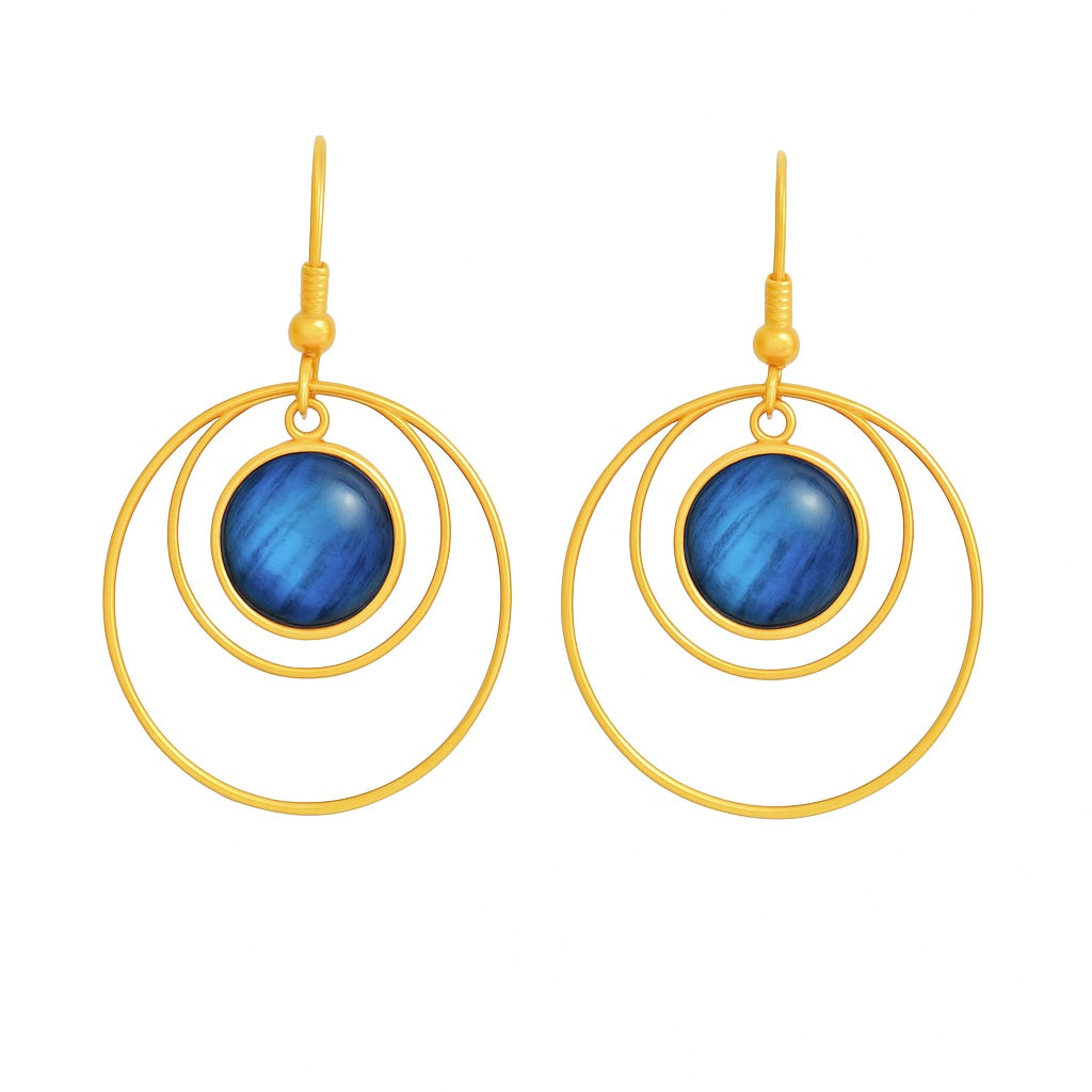 ANETHA Blue Labradorite Dangle Hoop Earrings Gold