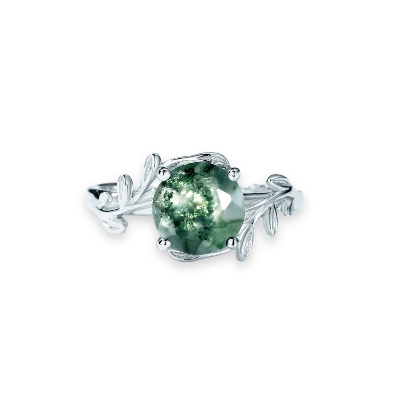 PATRA Moss Agate Ring - Silver