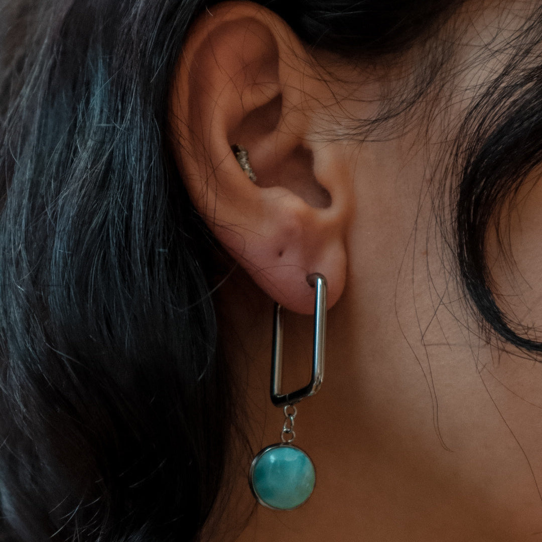 CARRE Larimar Rectangle Hoop Earrings Silver