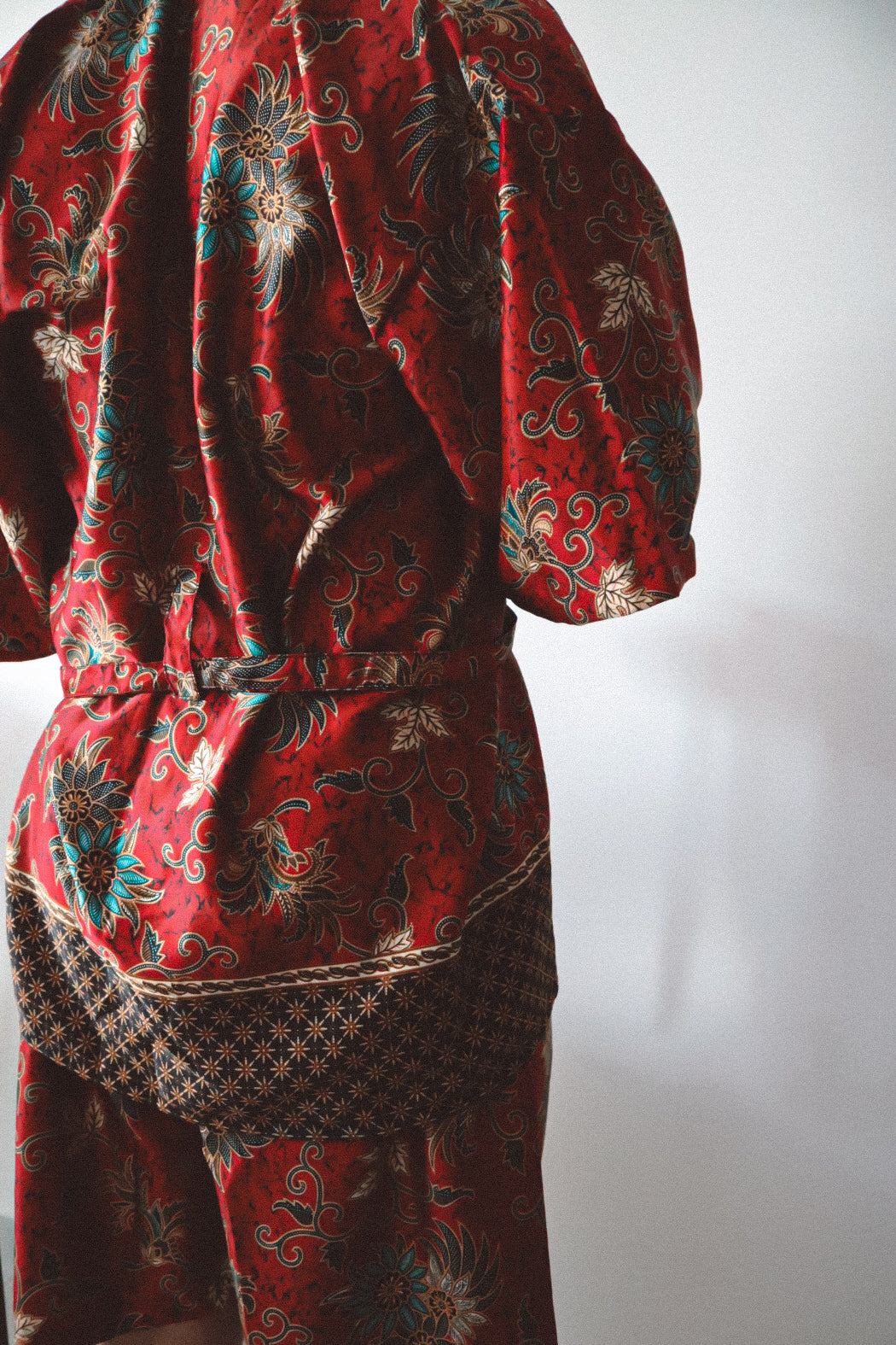 Red Floral Silk Kimono Shorts Set Mens - Camellia