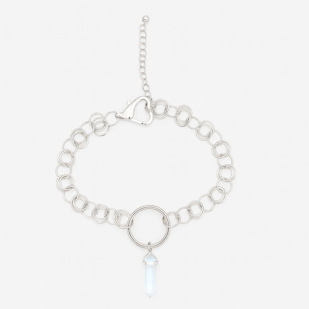 CODE OF AURA Rainbow Aura Quartz Chainmail O Ring Choker Necklace